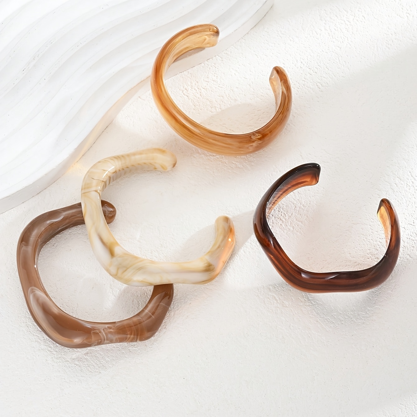 4pc Stackable Vintage Design Bracelet Set, Elegant Geometric Patterns